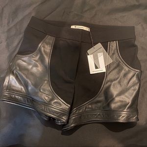 Ponte & Leather Combo Biker Shorts ALEXANDER WANG